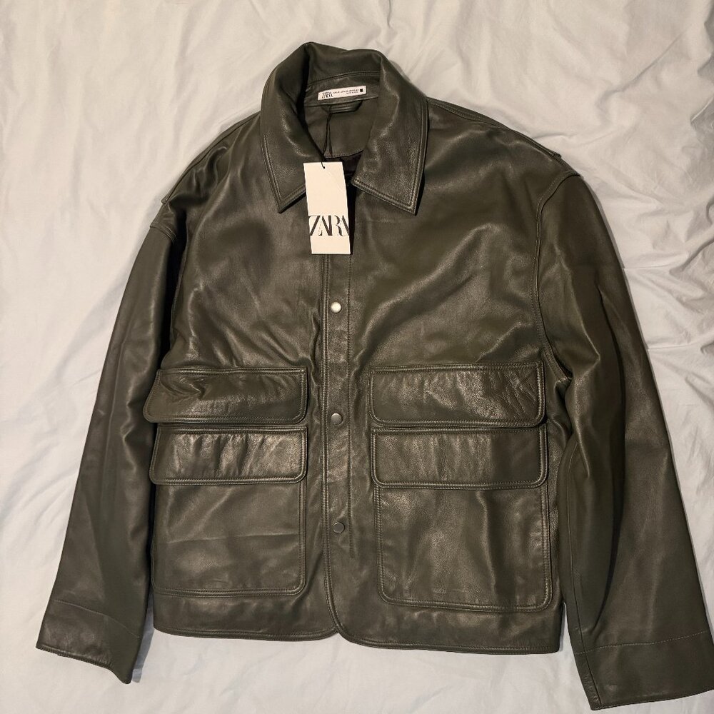 Green Faux Leather Jacket - Zara